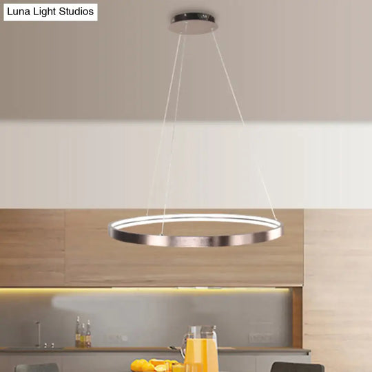 Modern Led Chandelier Light - 16/23.5/31.5 Dia Acrylic Shade Brown Ring Warm/White/Natural