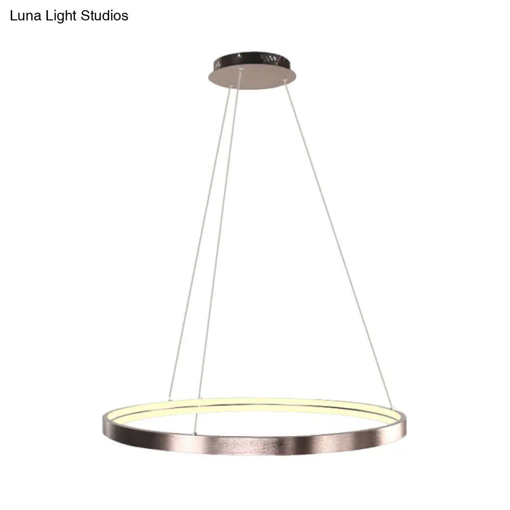 Modern Led Chandelier Light - 16/23.5/31.5 Dia Acrylic Shade Brown Ring Warm/White/Natural