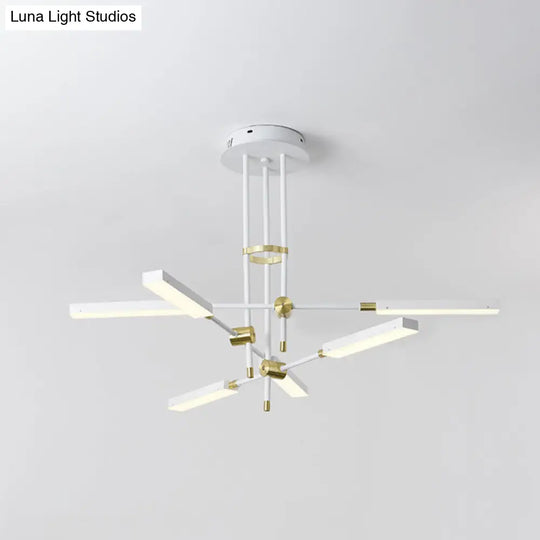 Contemporary Led Chandelier Light - Black/Gold Or White/Gold 6-Light Acrylic Pendant For Bedroom