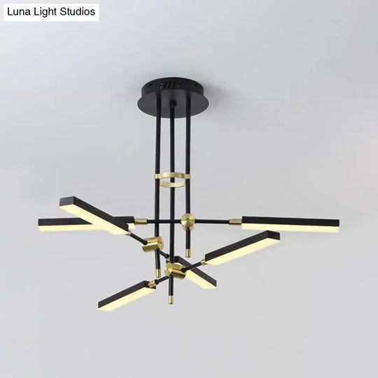 Modern Led Chandelier Light Acrylic 6-Light Ceiling Pendant - Black/Gold Or White/Gold