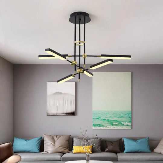 Modern Led Chandelier Light Acrylic 6-Light Ceiling Pendant - Black/Gold Or White/Gold Black-Gold /