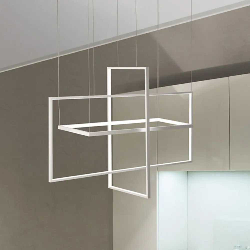 Modern Led Chandelier: Metal Rectangle Frames Black/White Suspension Warm/White Light White /