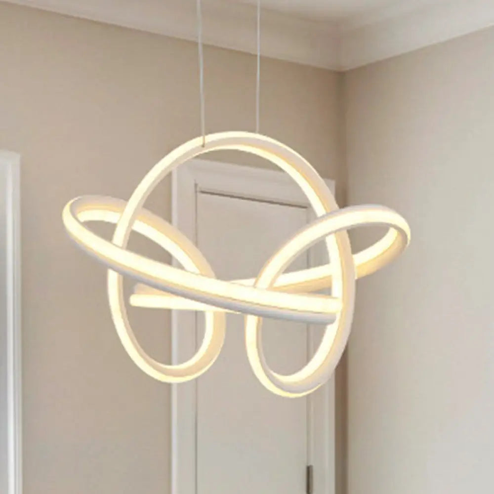 Modern Led Chandelier: Sleek Curve Design Acrylic White/Coffee Pendant Light For Living Room White