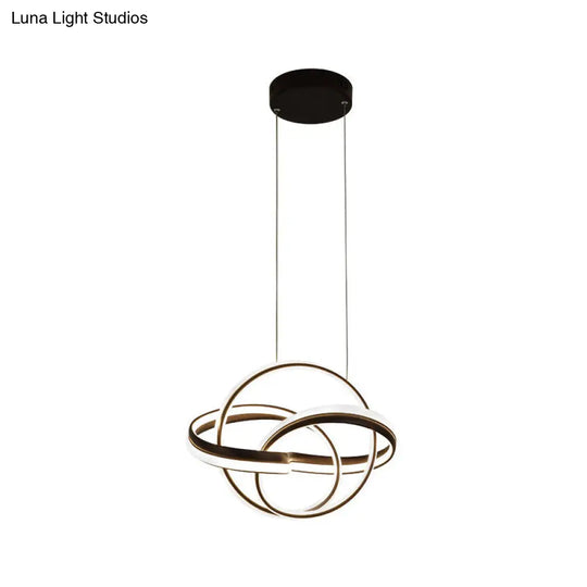 Modern Led Chandelier: Sleek Curve Design Acrylic White/Coffee Pendant Light For Living Room