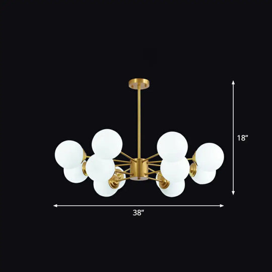 Modern Led Chandelier With Ivory Glass And Gold Finish Perfect For Living Room Lighting 12 /