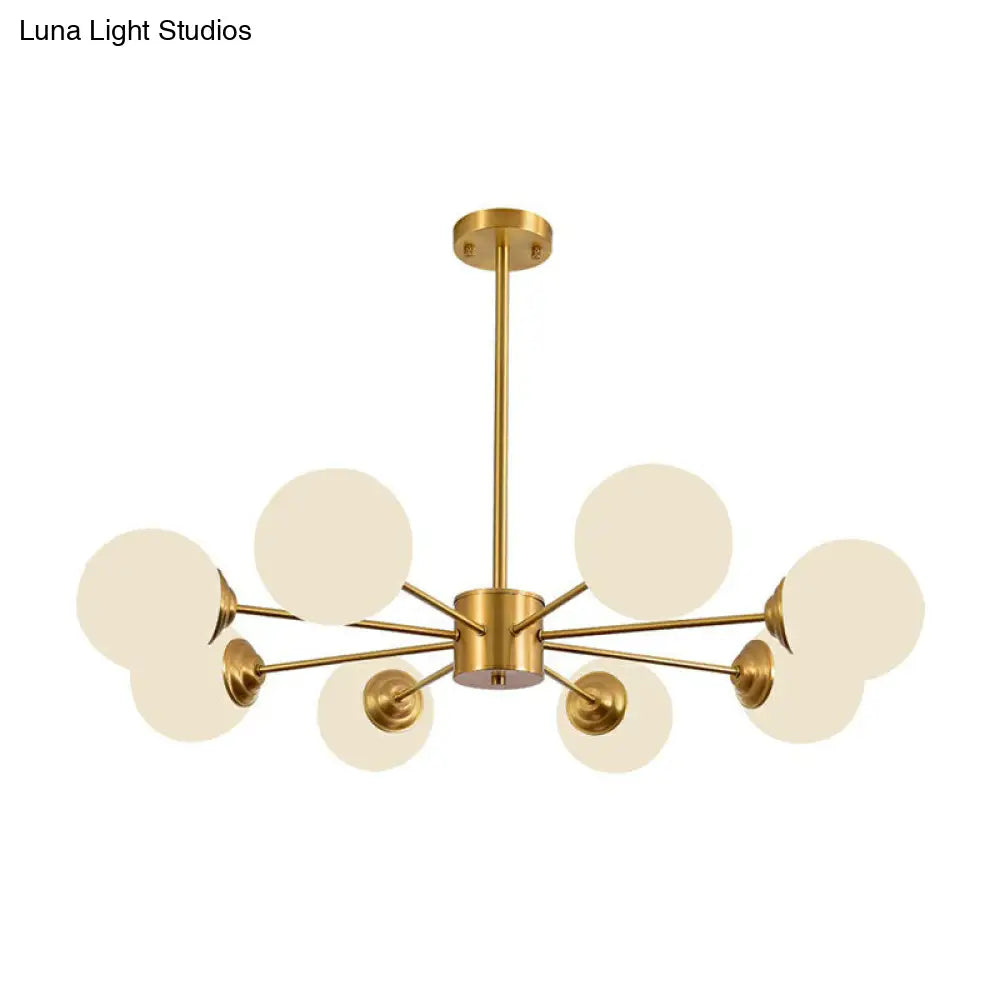 Modern Led Chandelier With Ivory Glass And Gold Finish Perfect For Living Room Lighting