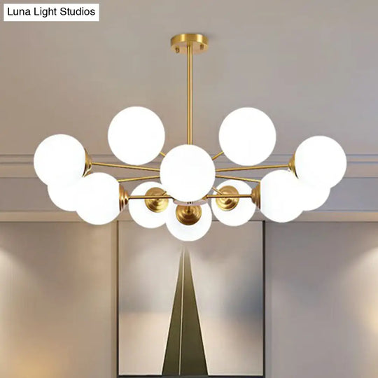 Modern Led Chandelier With Ivory Glass And Gold Finish Perfect For Living Room Lighting