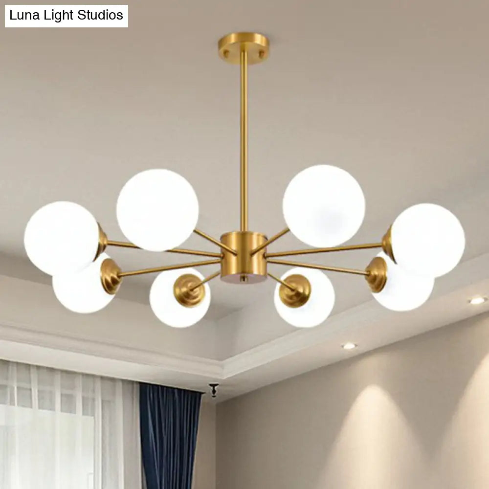 Modern Led Chandelier With Ivory Glass And Gold Finish Perfect For Living Room Lighting