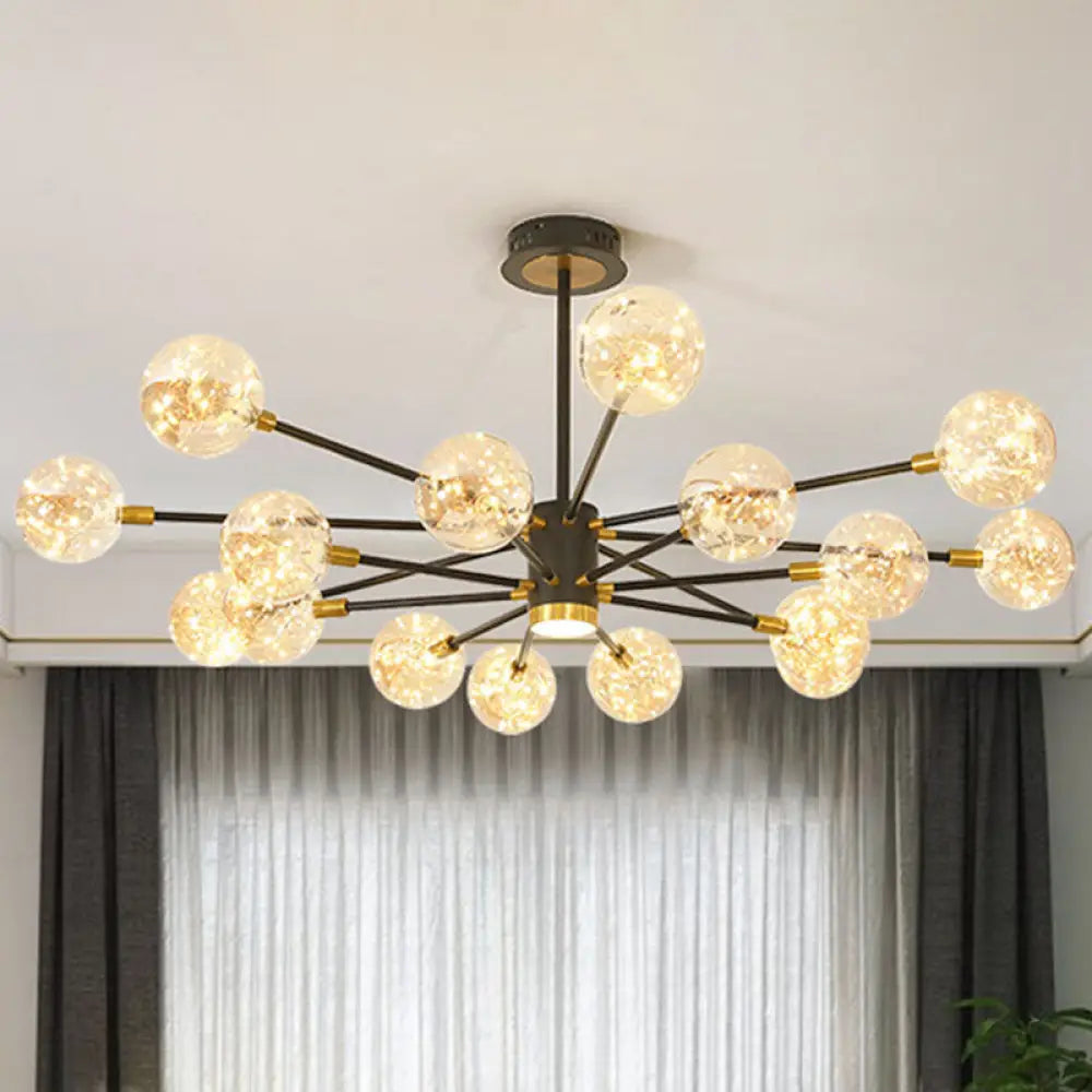 Modern Led Chandelier With Orb Glass Shade - Starburst Hanging Ceiling Light For Living Room 16 /