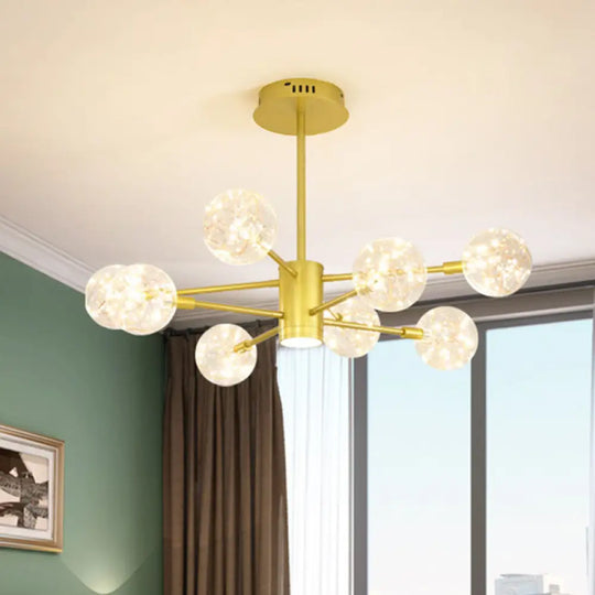 Modern Led Chandelier With Orb Glass Shade - Starburst Hanging Ceiling Light For Living Room 8 /