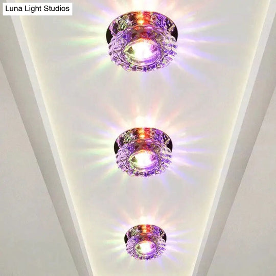 Modern Led Chip Crystal Aisle Lamp Solid Stainless Steel Base Surface Mounted Ceiling For Living