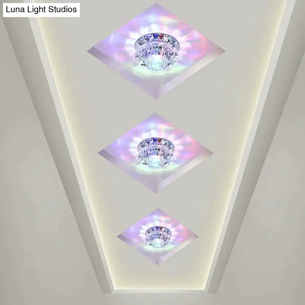 Modern Led Chip Crystal Aisle Lamp Solid Stainless Steel Base Surface Mounted Ceiling For Living