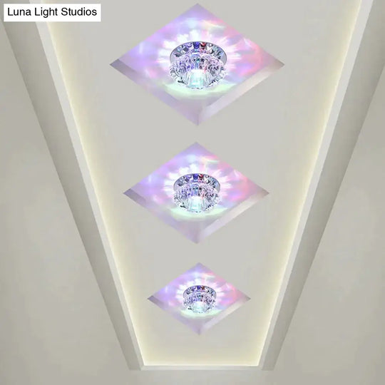 Modern Led Chip Crystal Aisle Lamp Solid Stainless Steel Base Surface Mounted Ceiling For Living