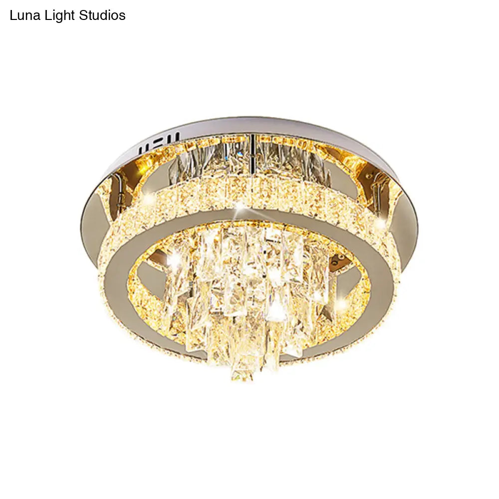 Modern Led Chrome Crystal Ceiling Light For Living Room - Flushmount Design