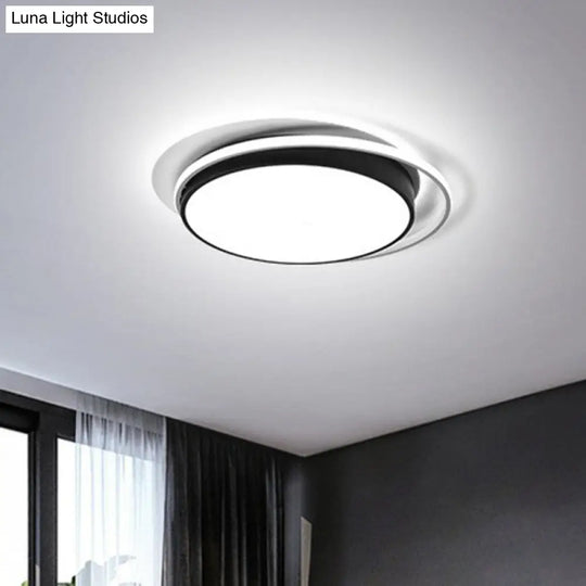 Modern Led Circle Bedroom Flush Light With Acrylic Fixture Black / 19 White