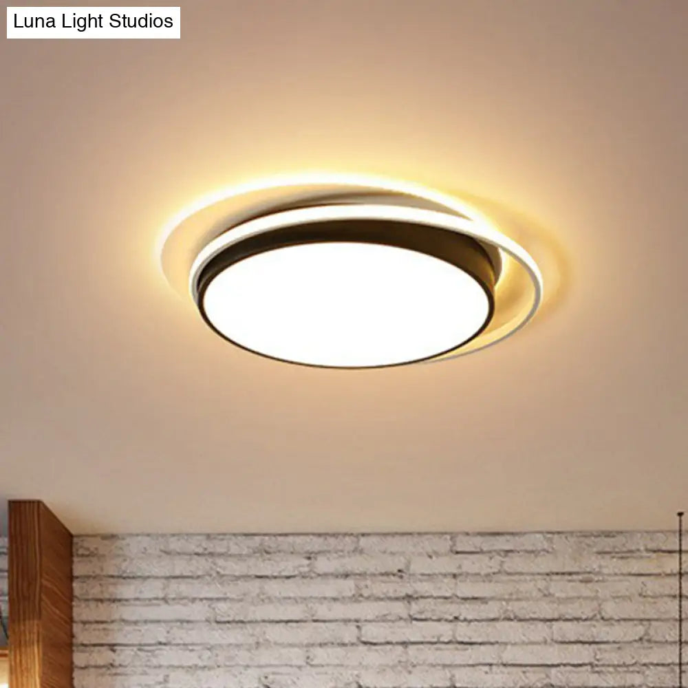 Modern Led Circle Bedroom Flush Light With Acrylic Fixture Black / 19 Third Gear