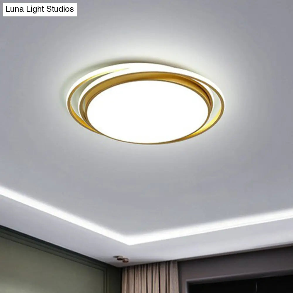 Modern Led Circle Bedroom Flush Light With Acrylic Fixture Gold / 19 White