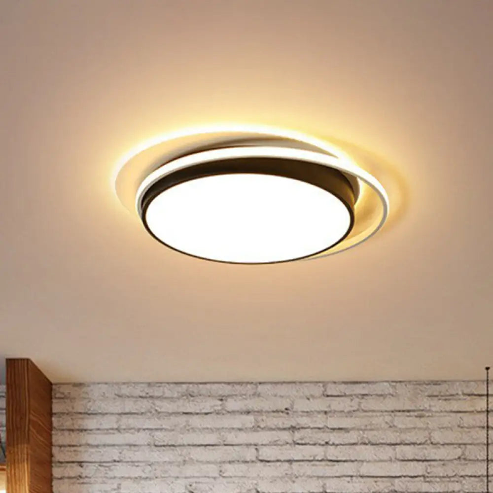 Modern Led Circle Bedroom Flush Light With Acrylic Fixture Black / 19’ Third Gear