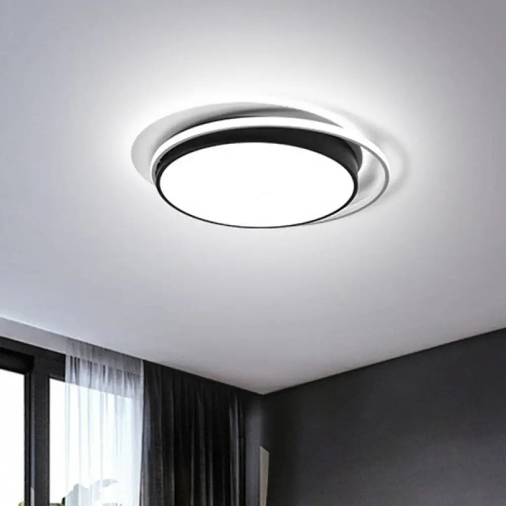 Modern Led Circle Bedroom Flush Light With Acrylic Fixture Black / 19’ White