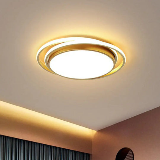 Modern Led Circle Bedroom Flush Light With Acrylic Fixture Gold / 19’ Third Gear