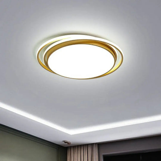 Modern Led Circle Bedroom Flush Light With Acrylic Fixture Gold / 19’ White