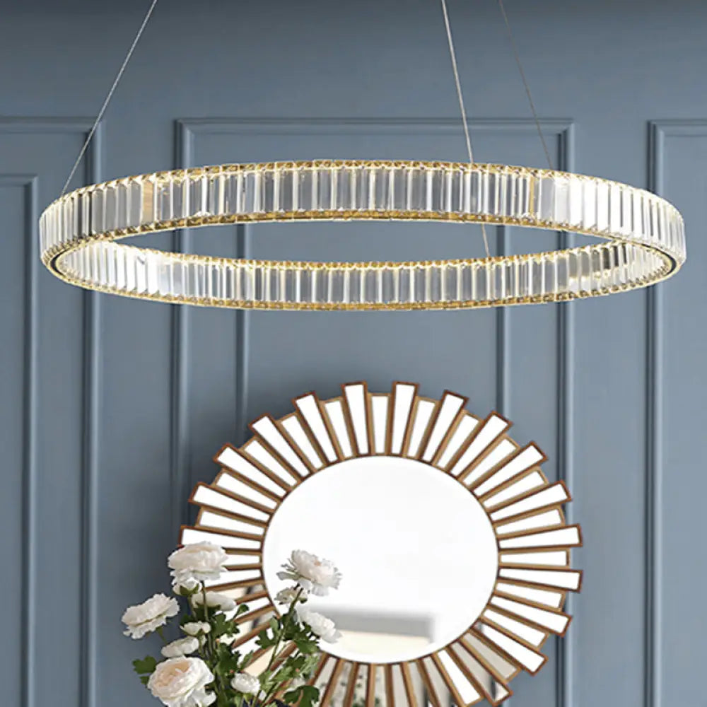 Modern Led Circle Chandelier Pendant Light For Living Room Gold / 1 Tier 15.5’