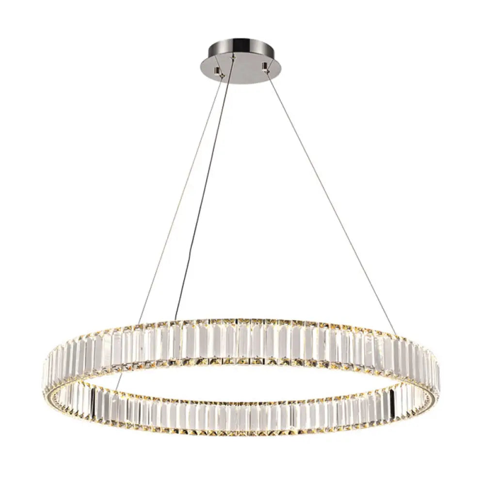 Modern Led Circle Chandelier Pendant Light For Living Room Silver / 1 Tier 15.5’