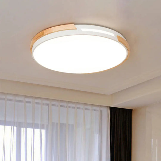 Modern Led Circle Flush Ceiling Light With Macaron Style Acrylic In Green/Grey/White - Ideal For