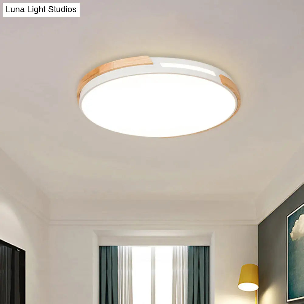 Modern Led Circle Flush Ceiling Light With Macaron Style Acrylic In Green/Grey/White - Ideal For