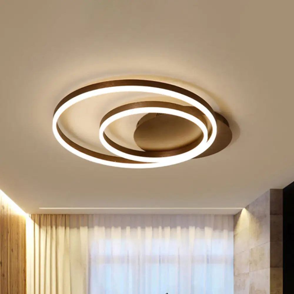 Modern Led Circle Flushmount Ceiling Light - Minimalist Aluminum Coffee Warm/White 12’/16’/8’