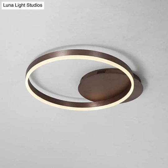 Modern Led Circle Flushmount Ceiling Light - Minimalist Aluminum Coffee Warm/White 12/16/8+16 Width