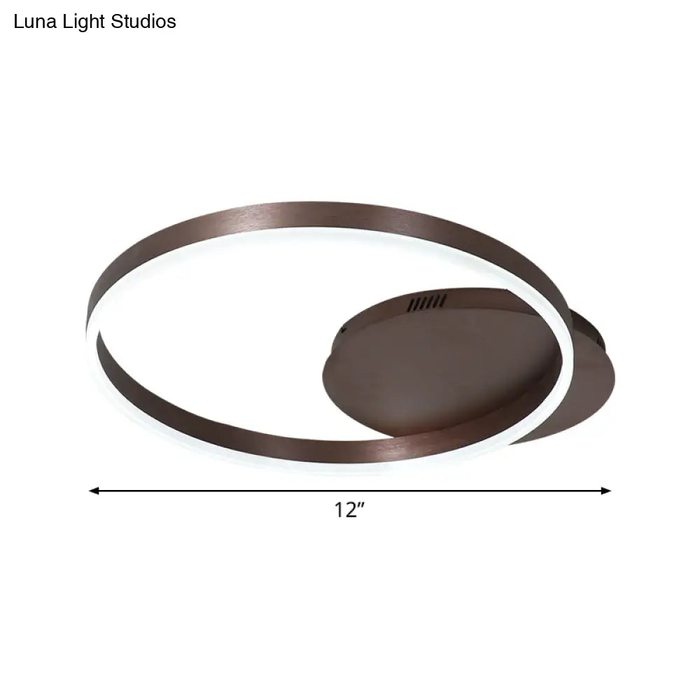 Modern Led Circle Flushmount Ceiling Light - Minimalist Aluminum Coffee Warm/White 12’/16’/8’