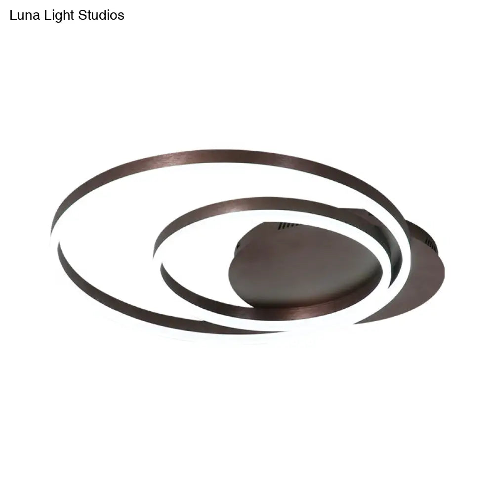 Modern Led Circle Flushmount Ceiling Light - Minimalist Aluminum Coffee Warm/White 12’/16’/8’