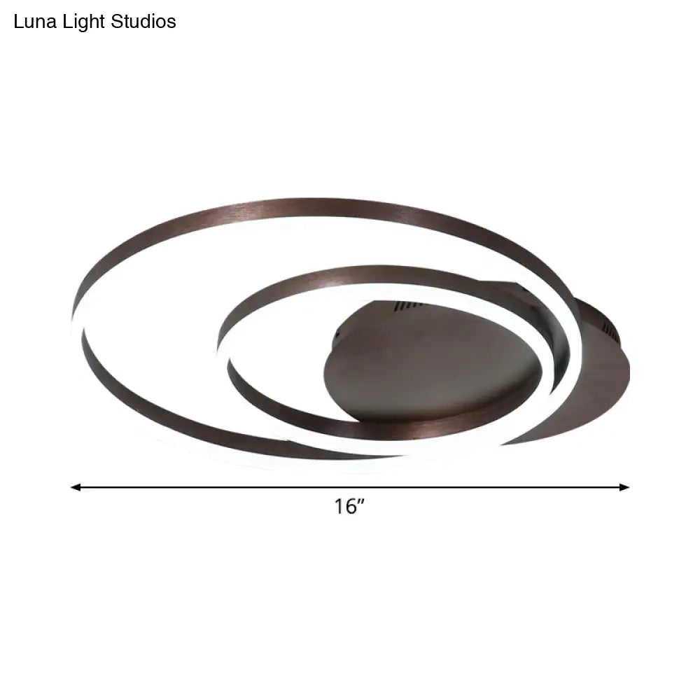 Modern Led Circle Flushmount Ceiling Light - Minimalist Aluminum Coffee Warm/White 12’/16’/8’