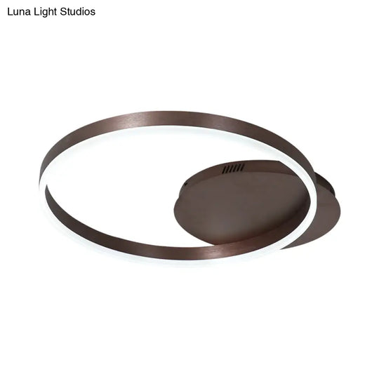 Modern Led Circle Flushmount Ceiling Light - Minimalist Aluminum Coffee Warm/White 12/16/8+16 Width