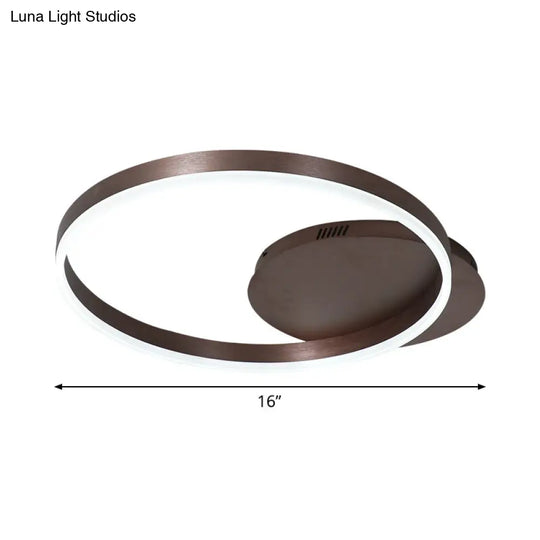 Modern Led Circle Flushmount Ceiling Light - Minimalist Aluminum Coffee Warm/White 12/16/8+16 Width