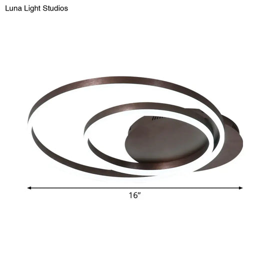 Modern Led Circle Flushmount Ceiling Light - Minimalist Aluminum Coffee Warm/White 12/16/8+16 Width