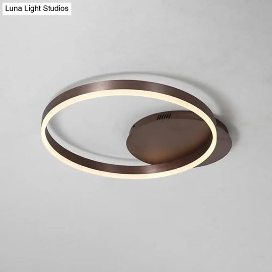 Modern Led Circle Flushmount Ceiling Light - Minimalist Aluminum Coffee Warm/White 12’/16’/8’