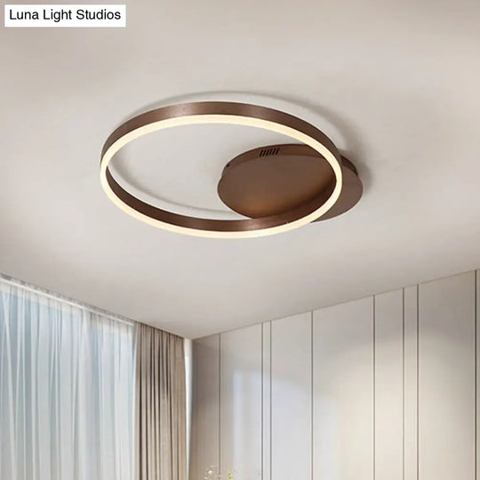 Modern Led Circle Flushmount Ceiling Light - Minimalist Aluminum Coffee Warm/White 12/16/8+16 Width