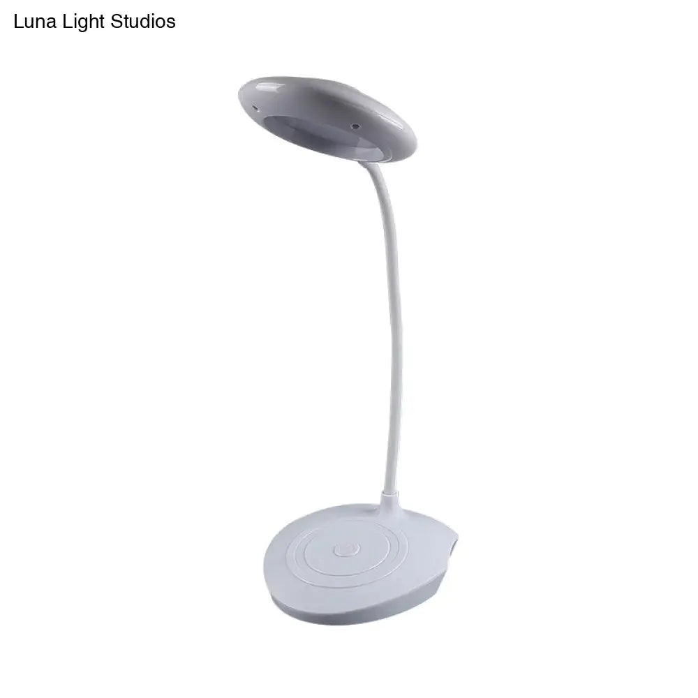 Modern Led Circle Shade Desk Lamp For Bedside Usb Charging White