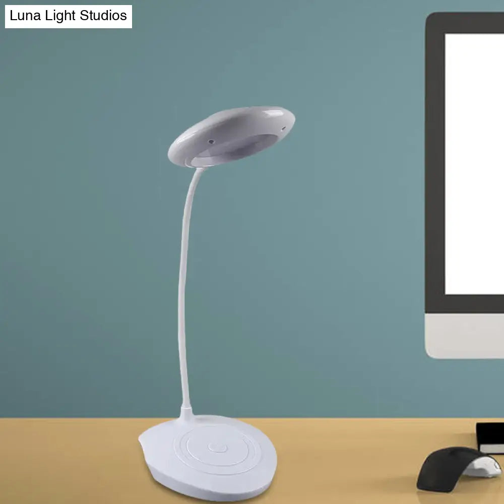 Modern Led Circle Shade Desk Lamp For Bedside Usb Charging White