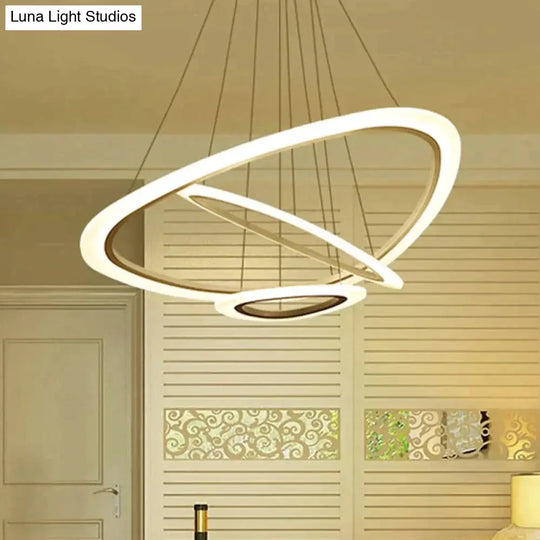 Modern Led Circles Pendant Lights Living Dining Room Fixtures With Remote Dimmable Rings Home Decor