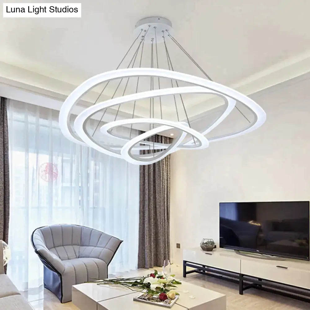 Modern Led Circles Pendant Lights Living Dining Room Fixtures With Remote Dimmable Rings Home Decor