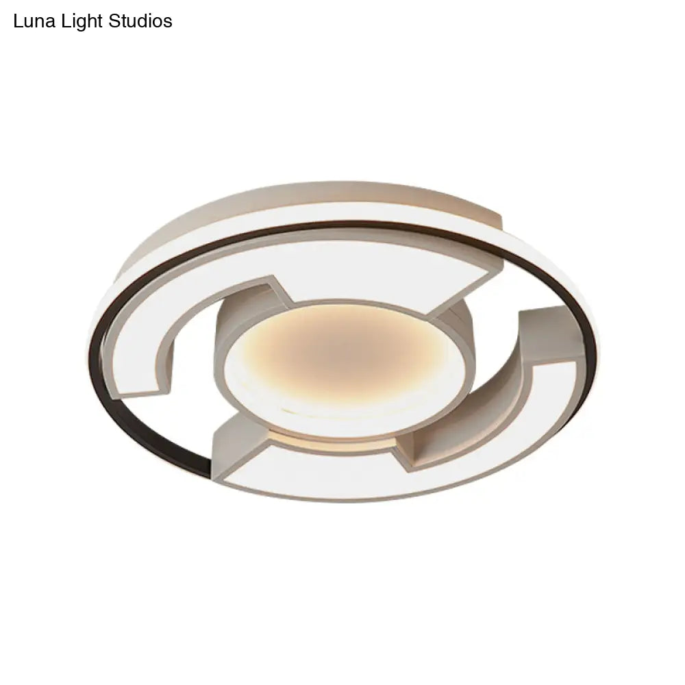 Modern Led Circular Flush Mount Light: Black/White Acrylic Ceiling Fixture 19/22 Width