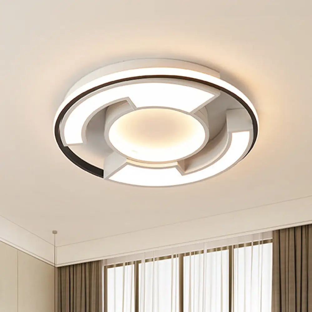 Modern Led Circular Flush Mount Light: Black/White Acrylic Ceiling Fixture 19’/22’ Width White / 22’