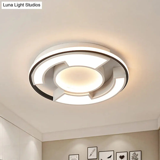 Modern Led Circular Flush Mount Light: Black/White Acrylic Ceiling Fixture 19’/22’ Width