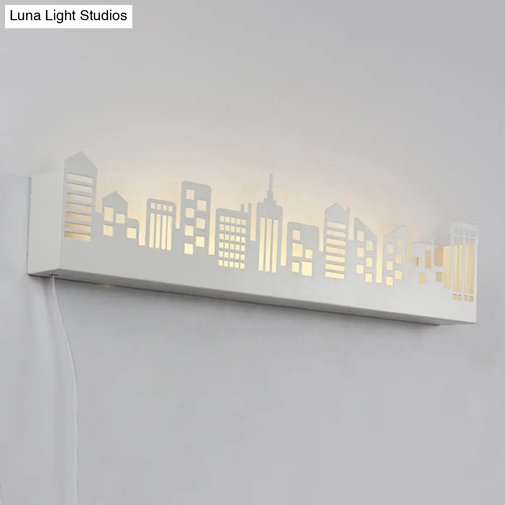 Modern Led City View Living Room Wall Light - Stylish Monochrome Sconce