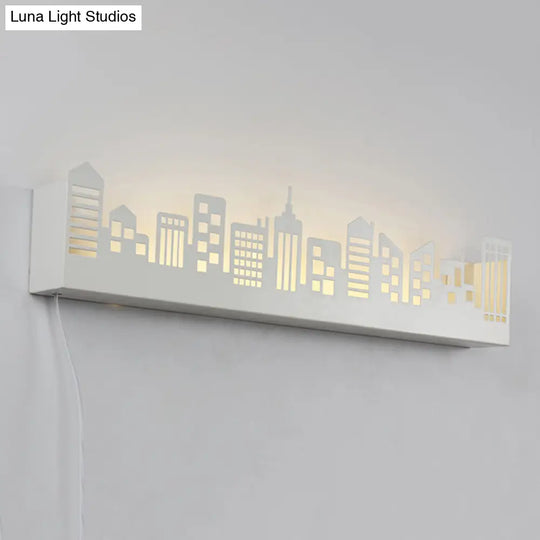 Modern Led City View Living Room Wall Light - Stylish Monochrome Sconce