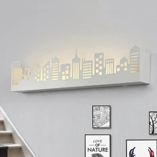 Modern Led City View Living Room Wall Light - Stylish Monochrome Sconce White / Warm