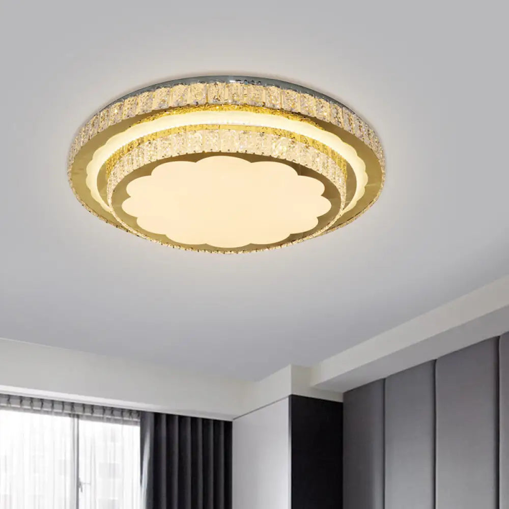 Modern Led Clear Crystal Ceiling Fixture Stainless Steel Flush Mount Lamp Stainless-Steel